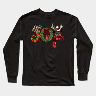 Christmas Joy Dwarf Stocking Reindeer Rottweiler Long Sleeve T-Shirt